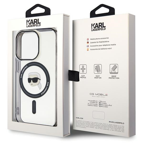 Etui Karl Lagerfeld IML Karl's Head MagSafe na iPhone 15 Pro - przezroczyste