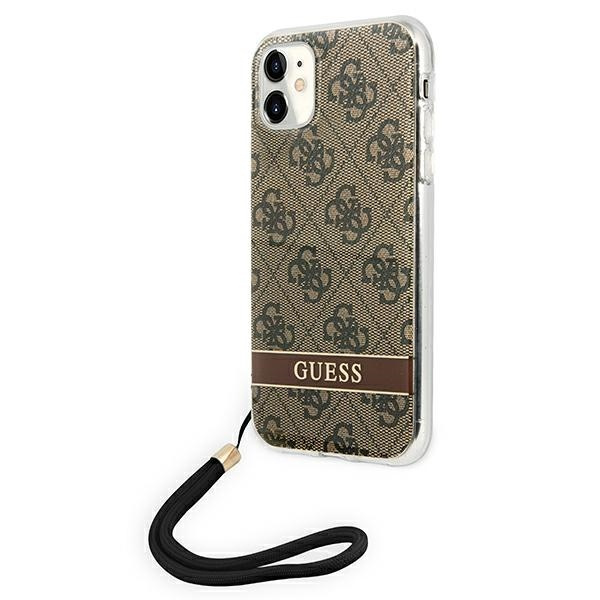 Guess GUOHCN61H4STW iPhone 11brązowy/brown hardcase 4G Print Strap