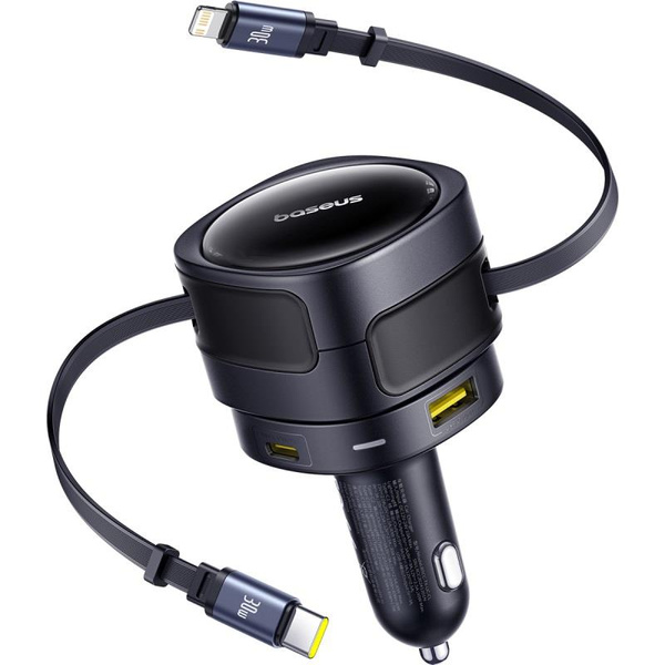 Baseus ładowarka samochodowa PD 1x USB-C 1x USB 90W + kabel USB-C - Lightning czarna