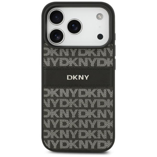 Etui DKNY Repeat Texture Pattern with    Tonal Stripe do iPhone 17 Pro czarny