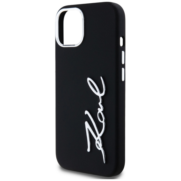 Etui Karl Lagerfeld Silicone Metal       Script Logo do iPhone 15 czarny