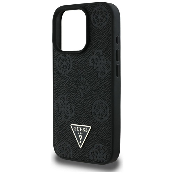 Etui Guess Grained Hot Stamp Peony       Triangle Logo MagSafe do iPhone 16 Pro Max czarny
