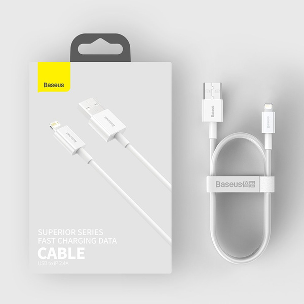 BASEUS SUPERIOR CABLE USB - LIGHTNING 2,4A 1 M WHITE (CALYS-A02)