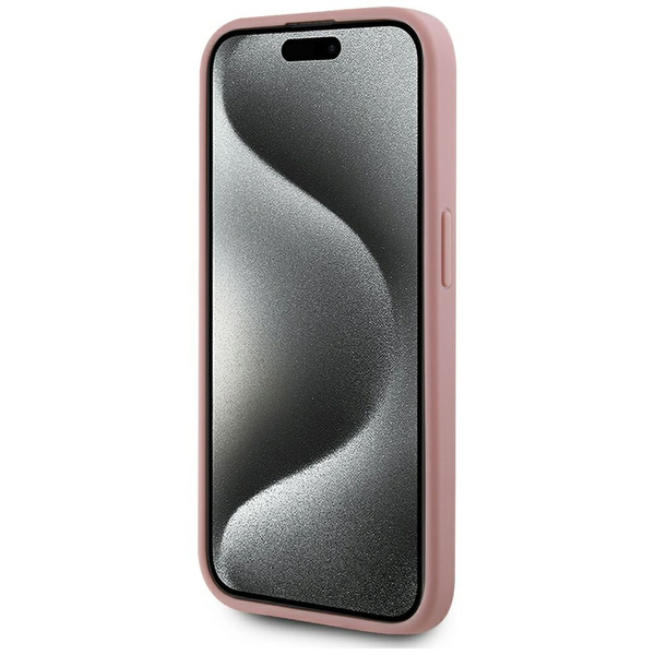 Etui Karl Lagerfeld Wrinkled Metal       Signature do iPhone 15 Pro różowy