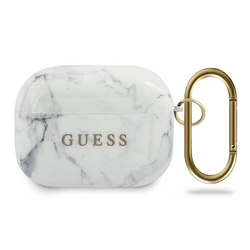 Guess GUACAPTPUMAWH AirPods Pro coverbiały/white Marble Collection