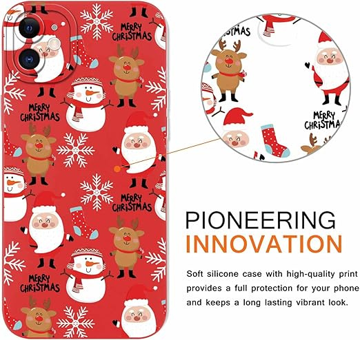 Pnakqil Christmas Case for iPhone 14 6.1 Santas and Reindeers 2