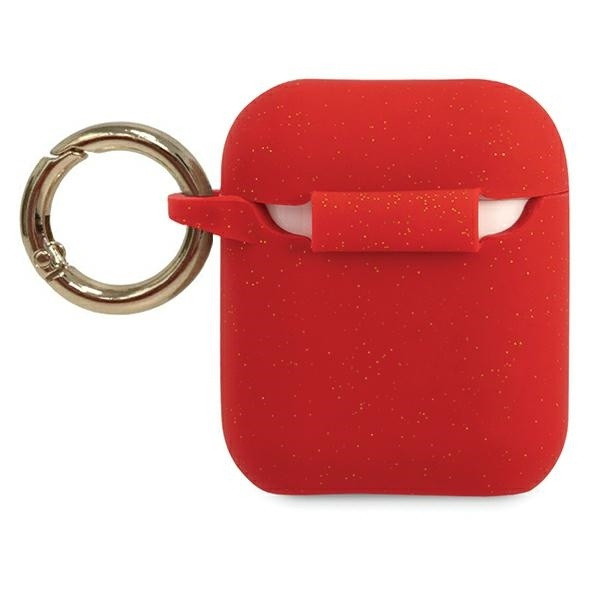 GUESS GUACCSILGLRE AIRPODS 1/2 COVER CZERWONY/RED SILICONE GLITTER