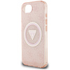 Etui Guess IML Metal Glitter 4G Circle   Triangle MagSafe do iPhone 16e różowy