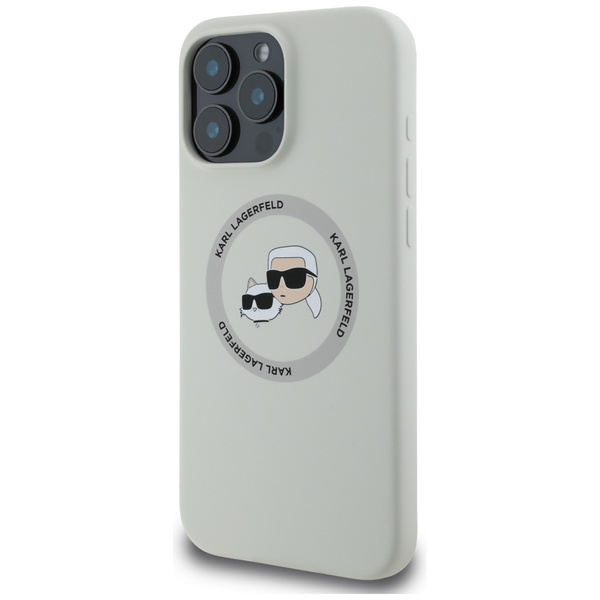 Etui Karl Lagerfeld Silicone Double       Heads And Circle MagSafe do iPhone 16 Pro Max beżowy
