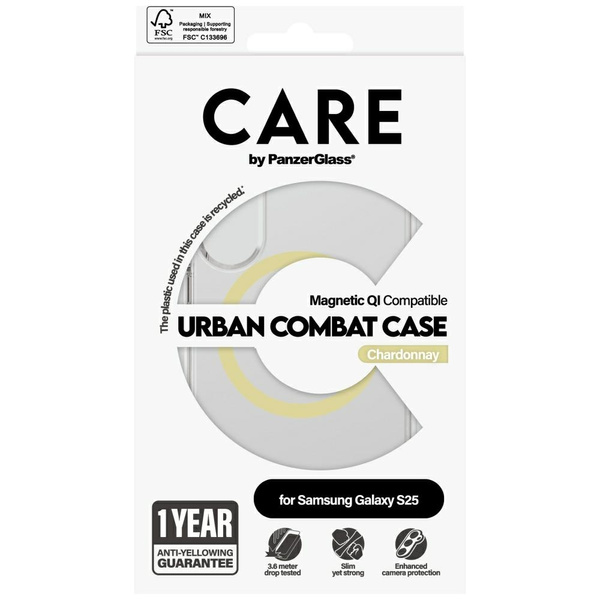 Etui CARE by PanzerGlass Flagship Urban   Combat Chardonnay QI do Samsung Galaxy S25 przezroczysty