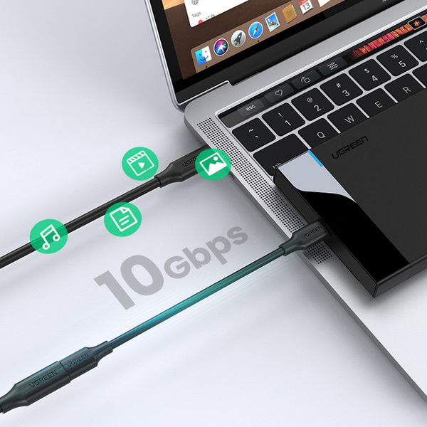 Kabel Ugreen 10387 USB-C - USB-C PD QC 4K 60Hz 100W 5A 10Gb/s 1m - czarny