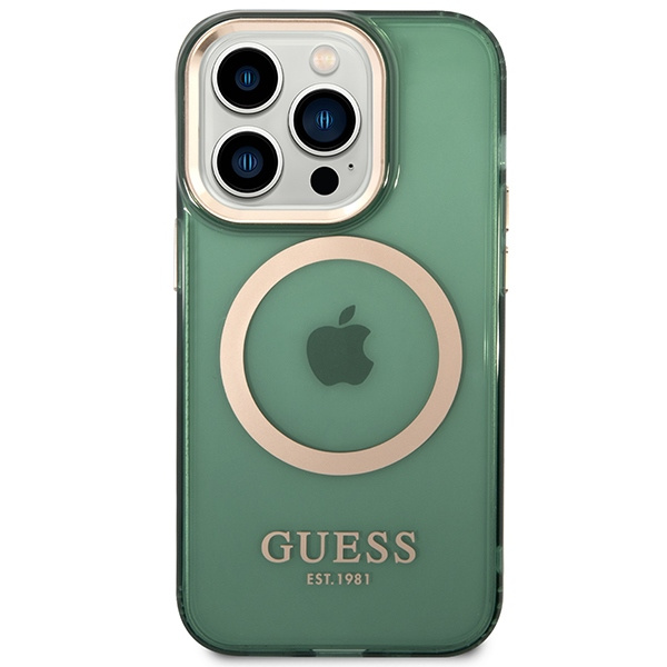 Guess GUHMP14XHTCMA iPhone 14 Pro Max6,7" zielony/khaki hard case Gold Outline Translucent MagSafe