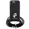 Karl Lagerfeld KLHCP14XSAKCPSK case for iPhone 14 Pro Max 6.7" hardcase - black Crossbody Saffiano Metal Pin Karl&Choupette
