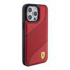 Etui Ferrari Perforated Waves Metal Logo na iPhone 15 Pro - czerwone