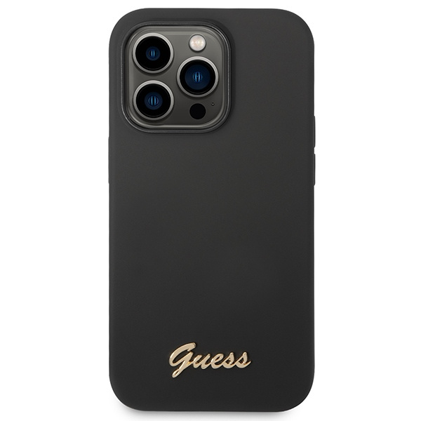 Guess GUHCP14XSLSMK iPhone 14 Pro Max6,7" czarny/black hard case Silicone Vintage Gold Logo