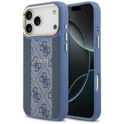 Etui Guess 4G Stripe MagSafe do iPhone 17 Pro Max niebieski