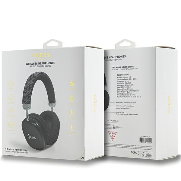 Guess słuchawki nauszne BluetoothGUBHK1GCTCSK czarny/black Gcube Metallic Script Logo