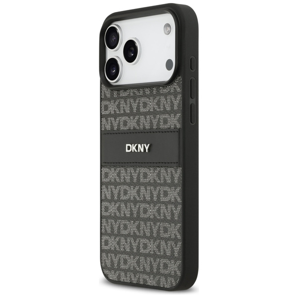 Etui DKNY Repeat Texture Pattern with    Tonal Stripe do iPhone 17 Pro Max czarny