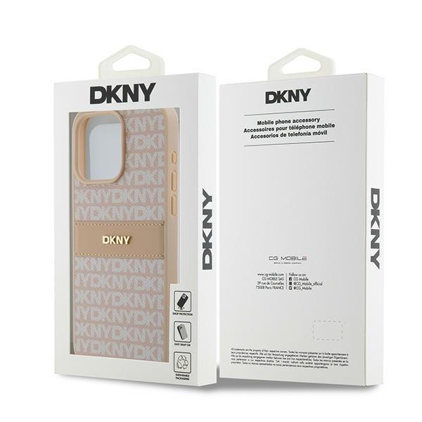 DKNY DKHCP15XPRTHSLP iPhone 15 Pro Max6.7" różowy/pink hardcase Leather Mono Stripe & Metal Logo