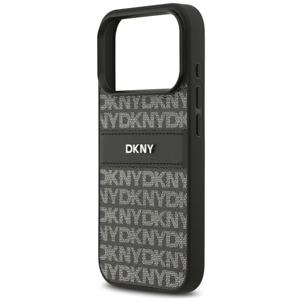 Etui DKNY Repeat Texture Pattern with    Tonal Stripe do iPhone 17 Pro czarny