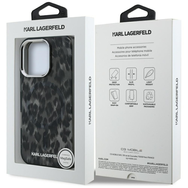 Etui Karl Lagerfeld IML Leopard Pattern  MagSafe do iPhone 16 Pro Max czarny