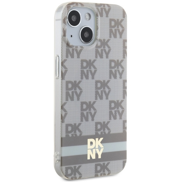 DKNY DKHMP14SHCPTSE iPhone 14 / 15 / 136.1" beżowy/beige hardcase IML Checkered Mono Pattern & Printed Stripes MagSafe