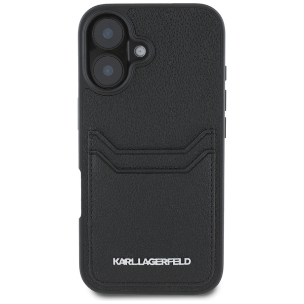 Etui Karl Lagerfeld HC Grained PU        Cardslot Metal Elong do iPhone 16 czarny