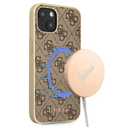 Guess GUHMP13MG4GB iPhone 13 / 14 / 156.1" brązowy/brown hard case 4G Collection Magsafe