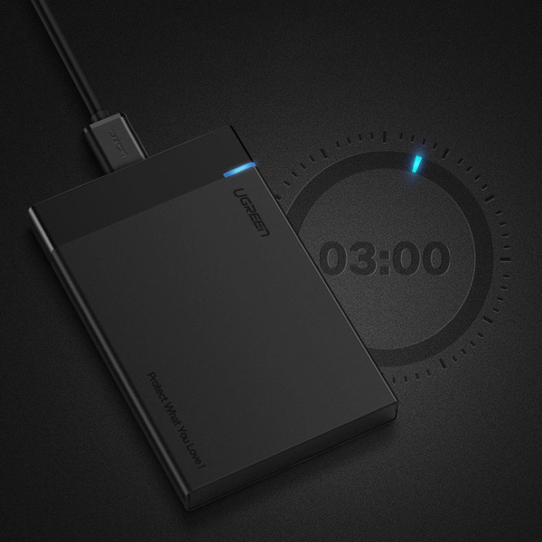Ugreen bay for HDD SSD disk housing 2.5 '' SATA USB 3.2 Gen 1 (5 Gbps) micro USB SuperSpeed + 0.5 m cable black (US221 30848)