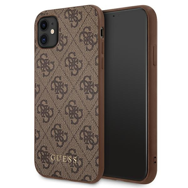 Guess GUHCN61G4GFBR iPhone 11 / Xr 6,1"brązowy/brown hard case 4G Metal Gold Logo
