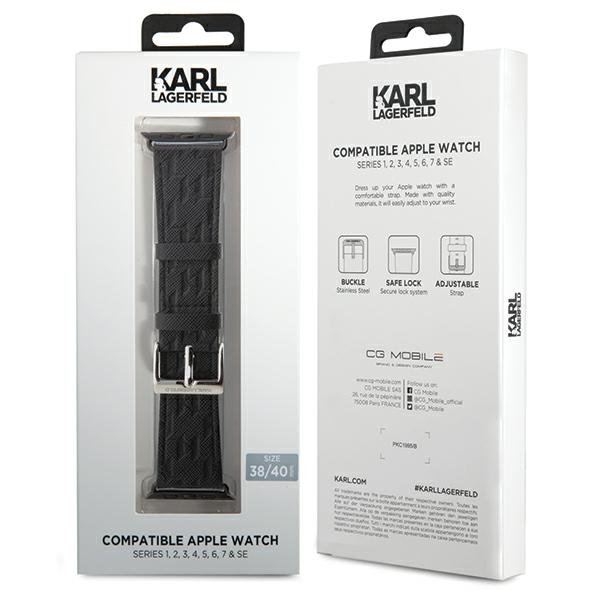 Karl Lagerfeld Saffiano Monogram strap for Apple Watch 38/40/41mm - black