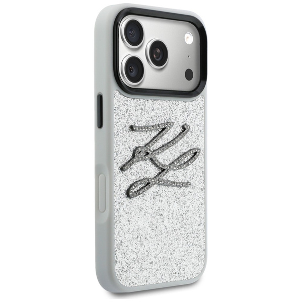 Etui Karl Lagerfeld IML Glitter KL       Diamond Logo do iPhone 17 Pro Max srebrny