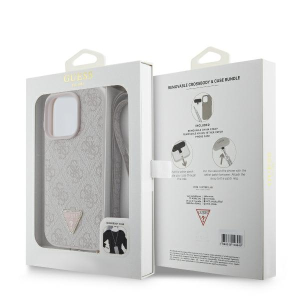 Guess GUHCP16XP4TDSCPP iPhone 16 Pro Max 6.9" różowy/pink hardcase Leather Metal Logo Strass Crossbody