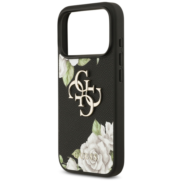 Etui Guess Grained Roses & Big 4G Logo   do iPhone 17 Pro czarny