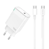 JELLICO wall charger C105 GaN PD 45W 1xUSB-C + cable USB-C - USB-C White