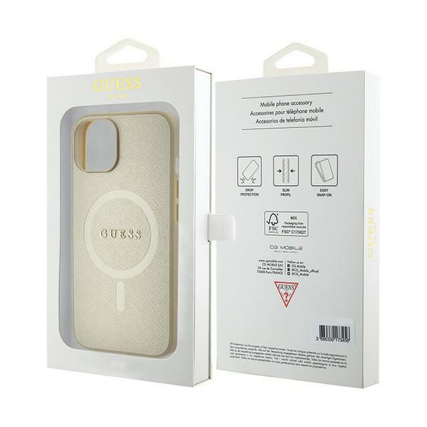 Guess GUHMP15MPSAHMCB iPhone 15 Plus / 14 Plus 6.7" złoty/gold hardcase Saffiano MagSafe