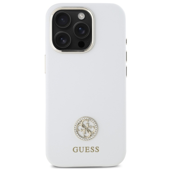 Guess GUHCP16XM4DGPH iPhone 16 Pro Max   6.9" biały/white hardcase Silicone Logo Strass 4G