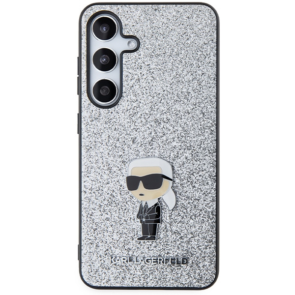 KARL LAGERFELD KLHCS24SGCNPSG S24 S921 SREBRNY/SILVER HARDCASE FIXED GLITTER IKONIK LOGO METAL PIN