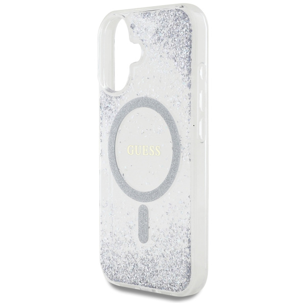 Etui Guess HC Resin Bottom Glitter do    iPhone 16 MagSafe srebrny