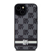 DKNY DKHCP14SPCPTSSK iPhone 14 / 15 / 136.1" czarny/black hardcase Leather Checkered Mono Pattern & Printed Stripes