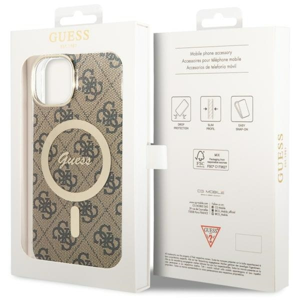 Guess GUHMP14SH4STW iPhone 14 / 15 / 136.1" brązowy/brown hardcase 4G MagSafe