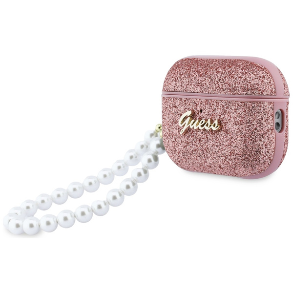Etui Guess Glitter Pearl Strap do        AirPods Pro 3 różowy
