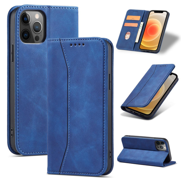 MAGNET FANCY CASE CASE FOR IPHONE 12 PRO MAX POUCH CARD WALLET CARD STAND BLUE