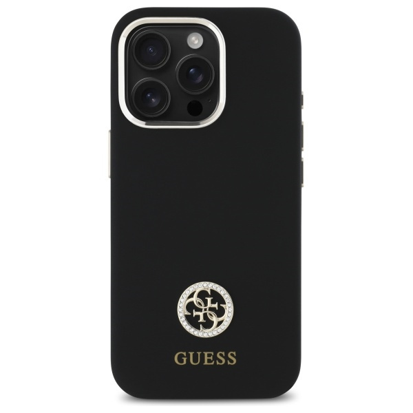 Guess GUHCP16LM4DGPK iPhone 16 Pro 6.3"  czarny/black hardcase Silicone Logo Strass 4G