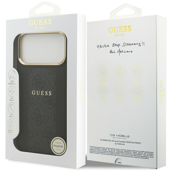 Etui Guess 4G Stripe MagSafe do iPhone   17 Pro Max czarny