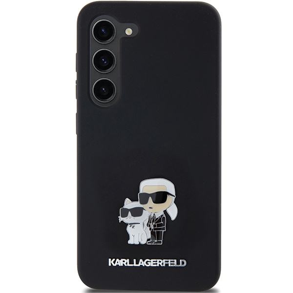 Karl Lagerfeld Silicone Karl&amp;Choupette Metal Pin case for Samsung Galaxy S23 - black