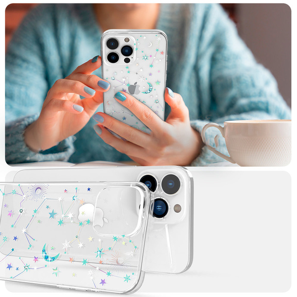 Kingxbar Lucky Series etui iPhone 13 Pro ozdobione oryginalnymi Kryształami Swarovskiego przezroczysty (Zodiac)