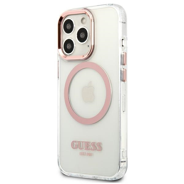 Guess GUHMP13XHTRMP iPhone 13 Pro Max6,7" różowy/pink hard case Metal Outline Magsafe