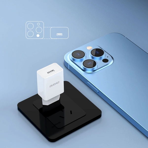 Ładowarka sieciowa Dudao A4EU USB-A 2.1A - biała + kabel USB-A - USB-C
