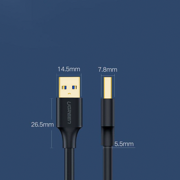 Ugreen US128 10370 USB-A 3.0 / USB-A 3.0 5Gb/s cable 1m - black